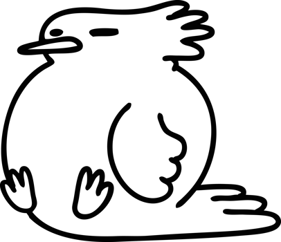 line doodle of a funny bird in a strong wind icon png