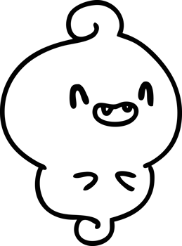 line doodle of a happy halloween ghost icon png