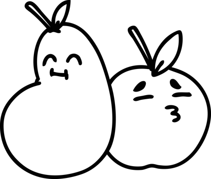 line doodle of a happy apple and pear icon png