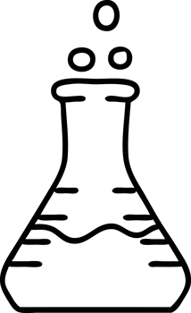 line doodle of a bubbling chemical potion vial icon png