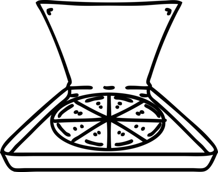 line doodle of an open pizza box icon png
