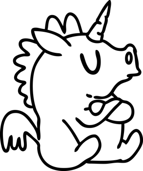 line doodle of a stubborn little unicorn with crossed arms icon png