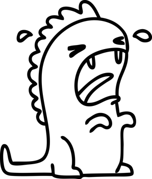 line doodle of a dinosaur crying due to regular mass extinction events icon png