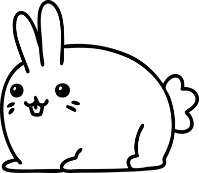 line doodle of a happy pet rabbit icon png
