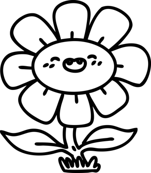 line doodle of a happy flower just soaking in those solar rays icon png