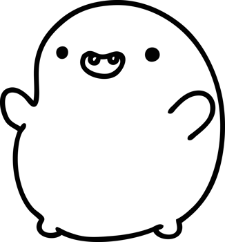 line doodle of a happy bean creature icon png