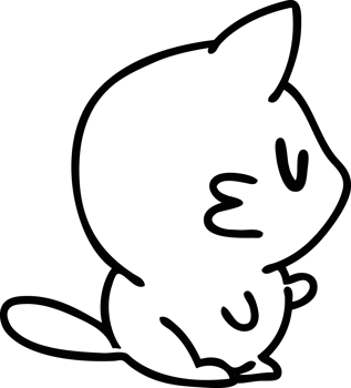 line doodle of a cute little pet cat icon png