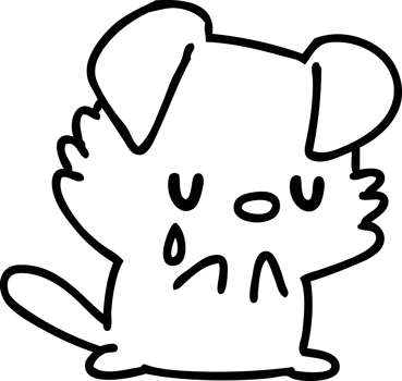 line doodle of a sad little puppy crying icon png