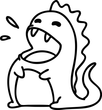 line doodle of a happy dinosaur icon png
