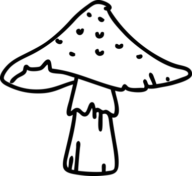 line doodle of a wild mushroom that may or may not be poisonous icon png