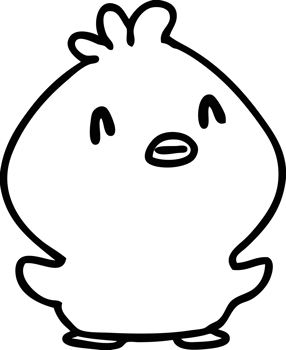 line doodle of a happy little chick icon png