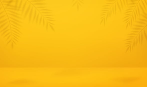3d Empty light studio abstract background with spotlight effect and tropical palm leaves shadow. concept for your graphic design poster banner and backdrop. 3d rendering. Vector illustration