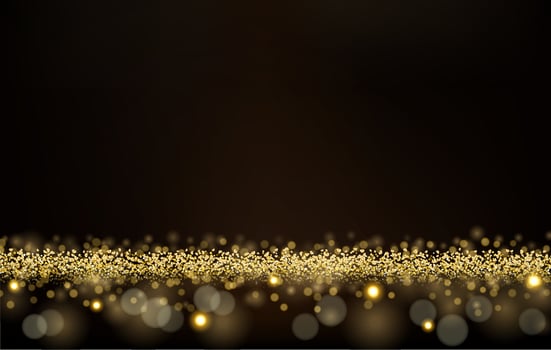 Abstract background. A golden glow with magical dust. Gold backlight. golden glitter dust. Sparkling glittery background decoration. Vector illustration