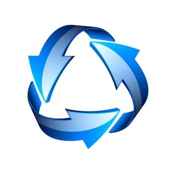 Blue recycle arrows, recycle simbol, vector