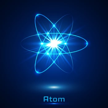 Vector shining neon lights atom model