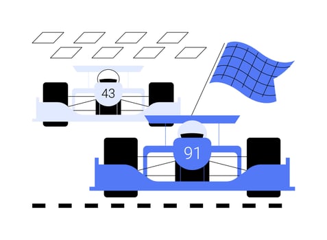 Crossing finish line abstract concept vector illustration.
