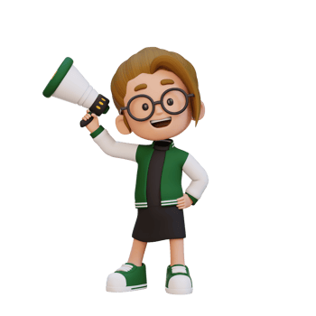 3D cute girl Character Holding a Megaphone png