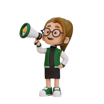 3D cute girl Character talking on Megaphone png