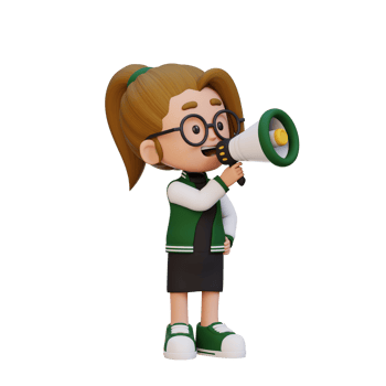 3D cute girl Character talking on Megaphone png