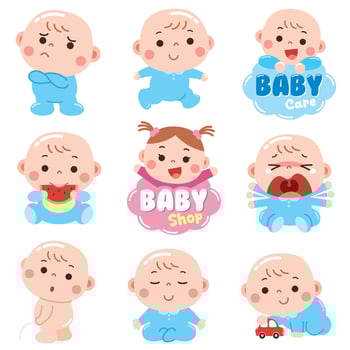 Cartoon Baby character. Cute baby. vector