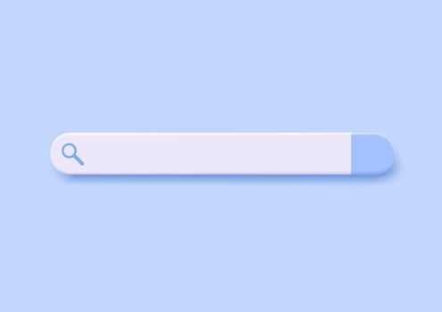 3D search bar. Browser button for website and UI design. Search form template. web search concept. 3d rendering. Vector illustration