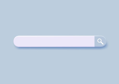3D search bar. Browser button for website and UI design. Search form template. web search concept. 3d rendering. Vector illustration