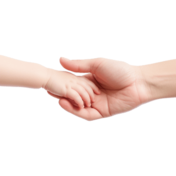 AI generated Hand holding baby hand isolated on transparent background png