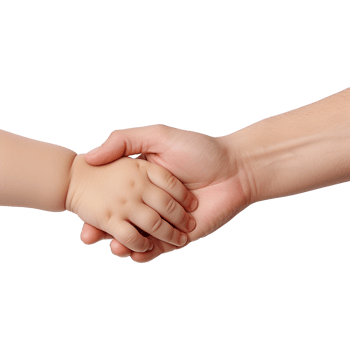 AI generated Hand holding baby hand isolated on transparent background png