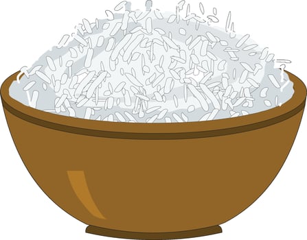 Vector illustration showing a bowl of cooked rice