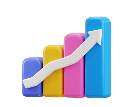 bar chart icon 3d rendering illustration png