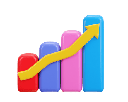bar chart icon growth graph 3d icon illustration png
