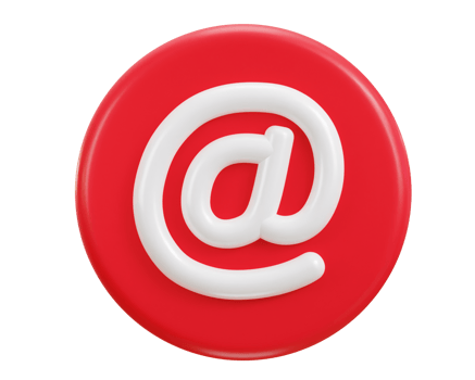 email icon on at the rate sign social media icon 3d render png