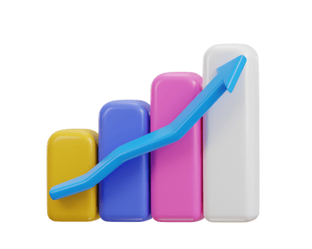 bar chart icon growth graph 3d icon illustration png