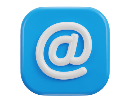 3d email icon on at the rate sign on button icon illustration png
