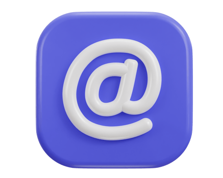 3d email icon on at the rate sign on button icon illustration png