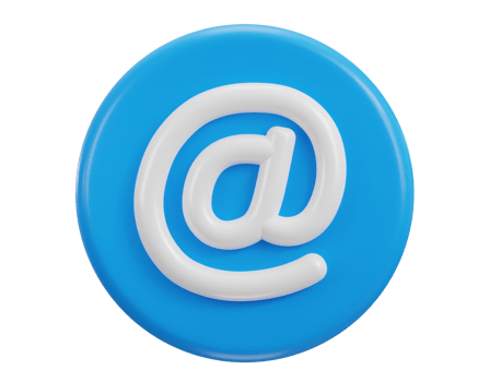 3d email icon on at the rate sign on button icon illustration png