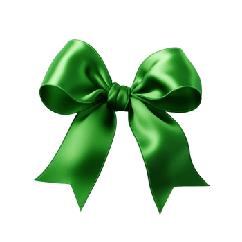 AI generated Green and Golden Bow with Ribbon on transparent background png