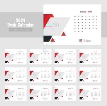 Desk Calendar 2024 Template Design, calendar 2024 vector