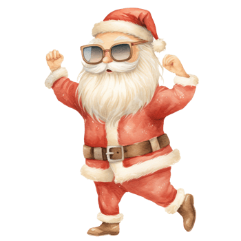 AI generated Dancing Santa with Sunglasses Cute Christmas png