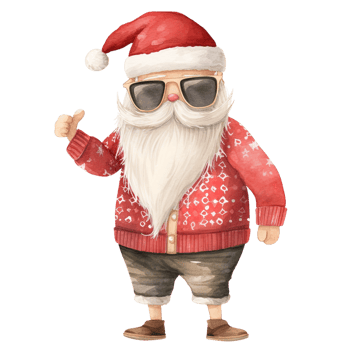 AI generated Dancing Santa with Sunglasses Cute Christmas png