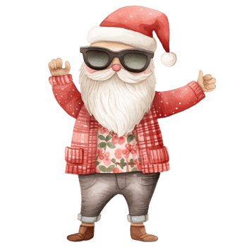 AI generated Dancing Santa with Sunglasses Cute Christmas png