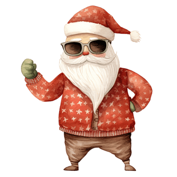 AI generated Dancing Santa with Sunglasses Cute Christmas png