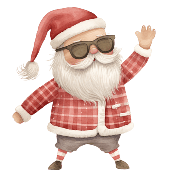 AI generated Dancing Santa with Sunglasses Cute Christmas png