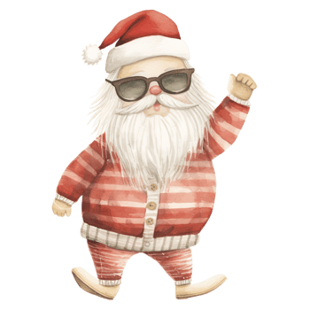 AI generated Dancing Santa with Sunglasses Cute Christmas png