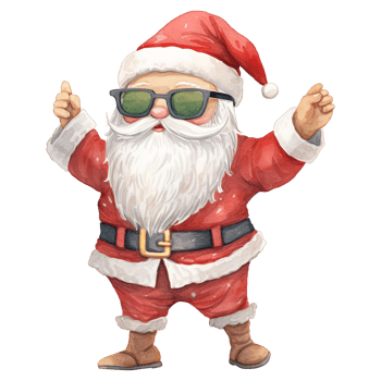 AI generated Dancing Santa with Sunglasses Cute Christmas png