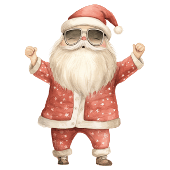 AI generated Dancing Santa with Sunglasses Cute Christmas png