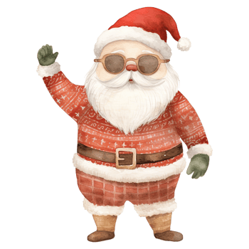 AI generated Dancing Santa with Sunglasses Cute Christmas png