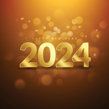 2024 Happy new year golden design vector
