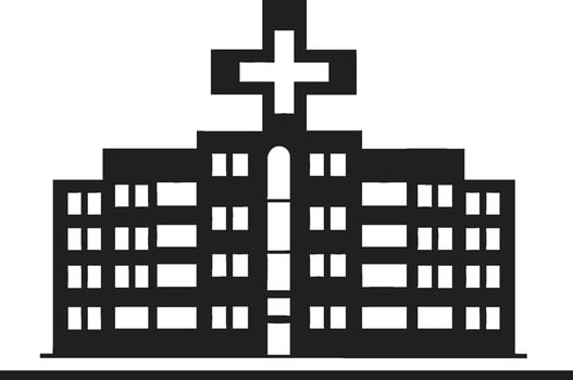 Wellness Tower Hospital Emblematic Design Healing Heights Clinic Building Icon vector