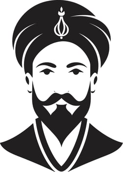 Regal Raj Groom Logo Icon Traditional Splendor Indian Wedding Man vector